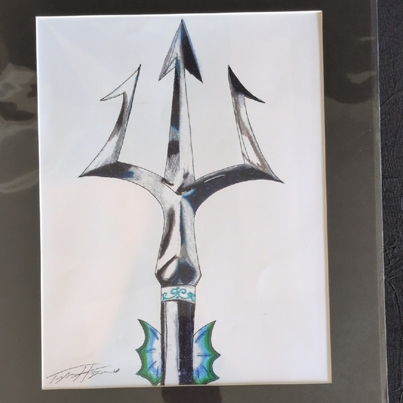 Other - Trident Art Print with Blue and Black Accents. 8x10